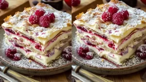 Lasagne au Chocolat Blanc et Framboises