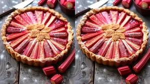 Tarte à la rhubarbe avec crème d’amande