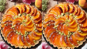 Tarte aux abricots, amande et pistache