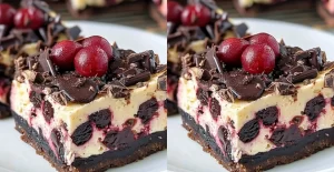 Barres au Cheesecake Chocolat et Cerises