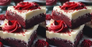 Brownies Red Velvet avec Glaçage au Fromage à la Crème