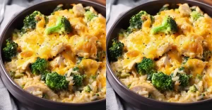 Casserole de Poulet, Riz et Brocoli au Fromage