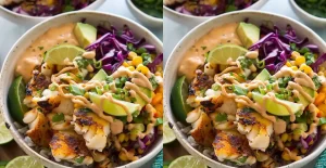 Healthy Fish Taco Bowls avec Mayo Chipotle Lime