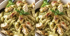 Pâtes crémeuses au poulet et pesto