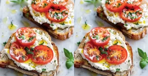 Toast à la Ricotta aux Herbes et Tomate