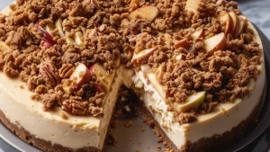 Cheesecake Vegan Décadent aux Pommes et Crumble