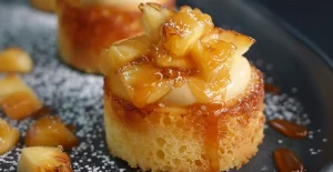 Palets Bretons, Crème Vanille, Ananas Poêlé et Sauce Caramel au Rhum