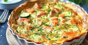 Quiche Saint-Jacques, Saumon et Courgettes