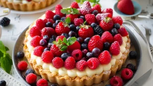 Tarte aux Fruits Rouges sur Sablé Breton