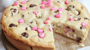 Blondie aux Pépites de Chocolat et Pralines Roses