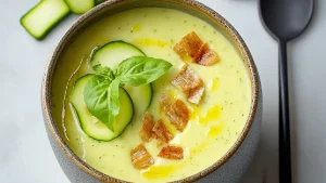 Gaspacho de Courgettes au Fromage Frais de Brebis