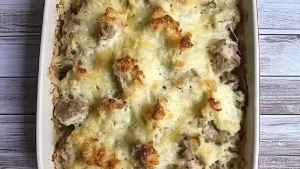 Gratin de Riz au Poulet et Champignons