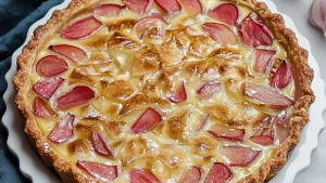 Tarte à la rhubarbe sur pâte sablée extrêmement légère