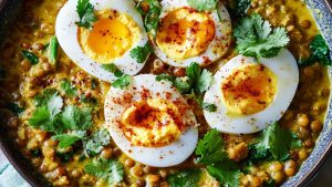 Egg, lentil and coconut curry