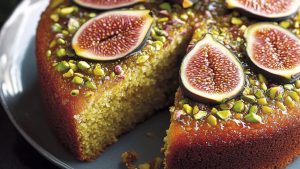 Fig and orange syrup pistachio cake