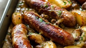 Oven-Baked-Sausages-with-Potatoes-Vegetable-AND-Gravy-RecipeTin-Eats