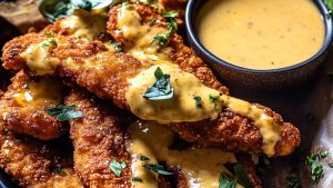 Pretzel-Chicken-Fingers-with-Honey-Mustard-Cheese-Sauce-Half-Baked-Harvest