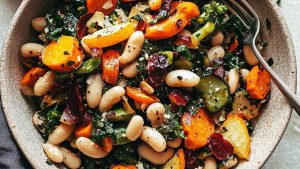 Roasted-Fall-Vegetable-Salad-with-White-Beans-Minimalist-Baker