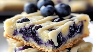 Blueberry Lemon Cookie Bars with White Chocolate Drizzle