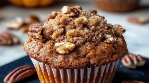 Cinnamon Pumpkin Muffins with Pecan Streusel