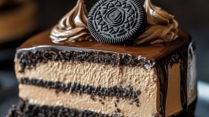 Layered Chocolate Cheesecake with Oreo Crust