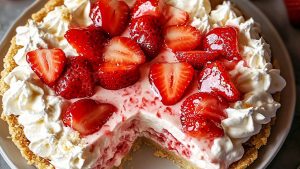 No-Bake Strawberry Cheesecake Cream Pie